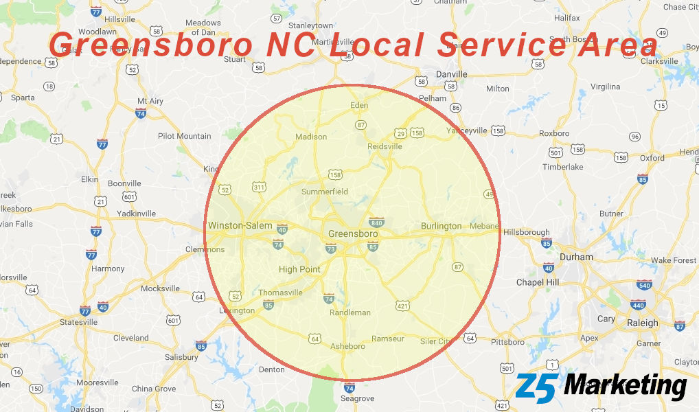 Greensboro NC Local Service Area Map