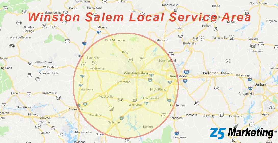 Winston Salem NC Local Service Area Map
